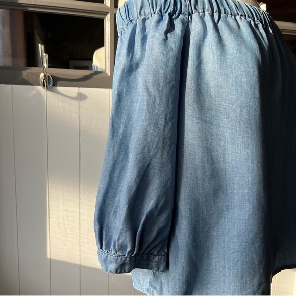 ONLY Women’s Off Shoulder Denim Look Cropped Festival Top, Size 38, #86 - Picture 4 of 7